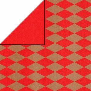 Cadeaupapier Geschenkpapier Gold diamond on red ribbed 30 cm Inpakpapier