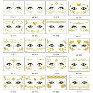 Cadeaus & gadgets Huismerk 20 PCS Waterproof Bronzing Face Tattoo Stickers Party Masquerade Face Stickers(VS 032)